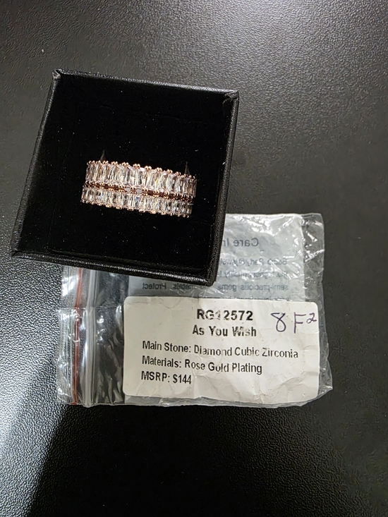 Bomb Party Jewelry - Rose Gold Plated Baguette Cubic Zirconia Band Ring Set Size 8 RG12572